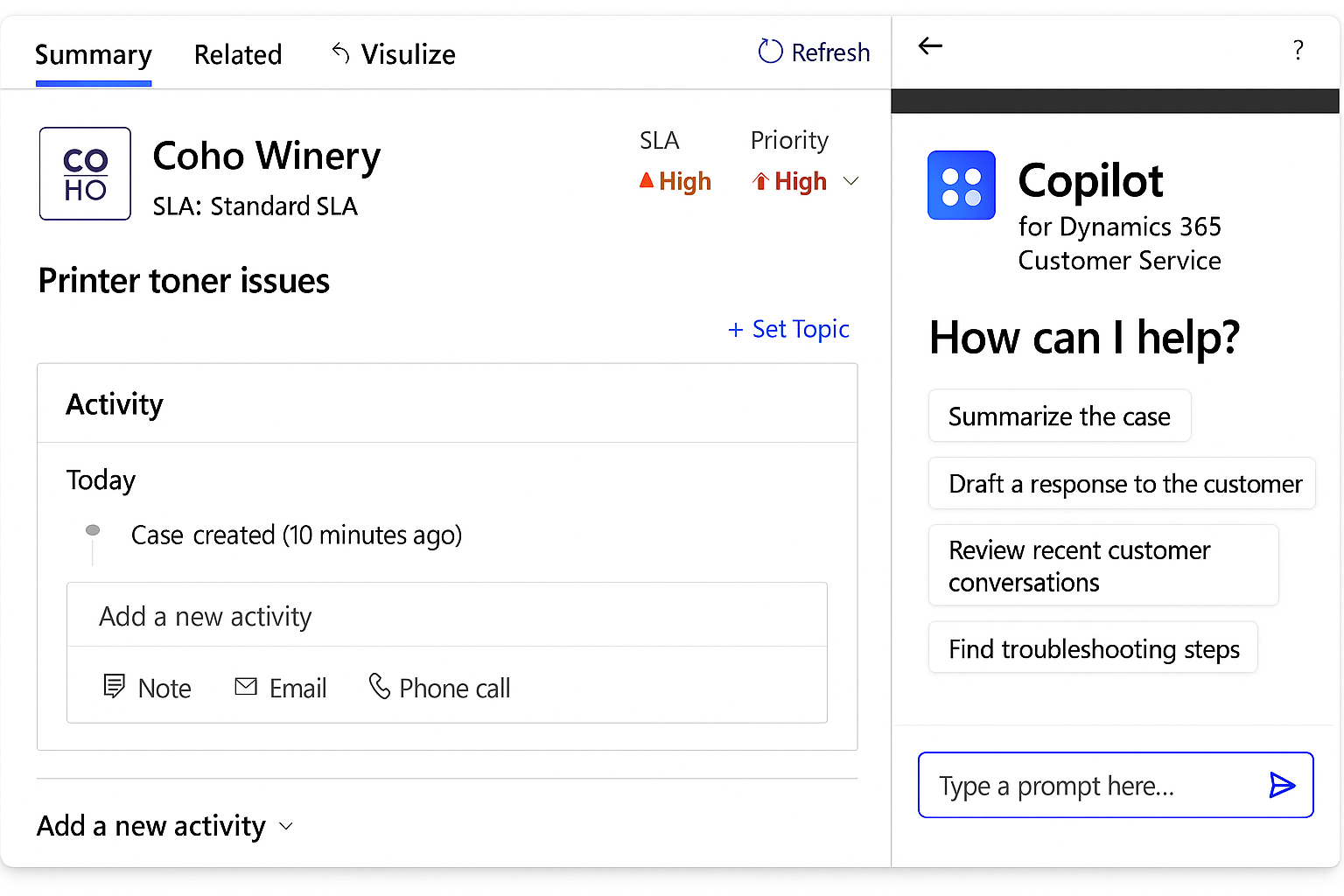 Copilot para Dynamics 365 Customer Service